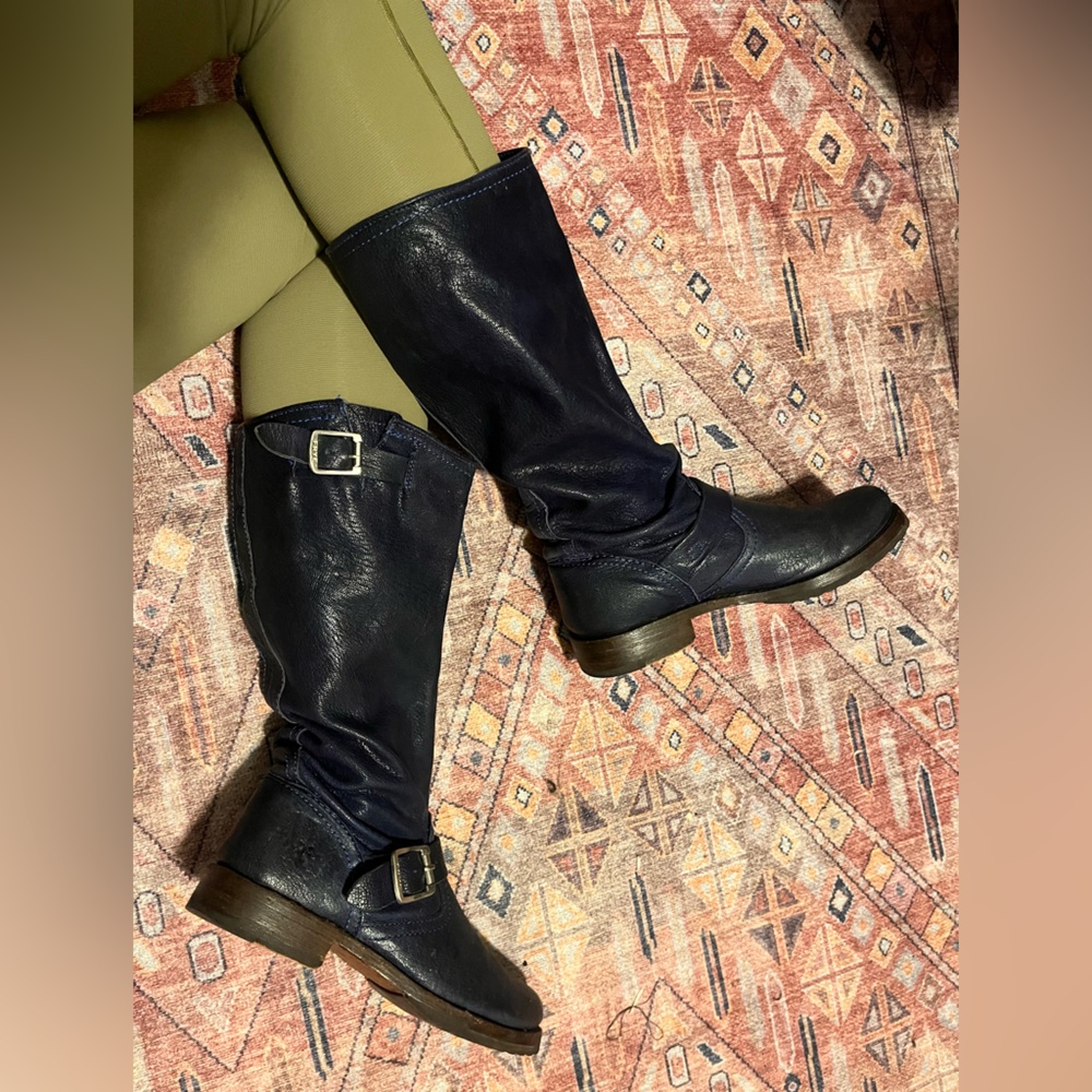 Frye Dark Blue Leather knee high Boots